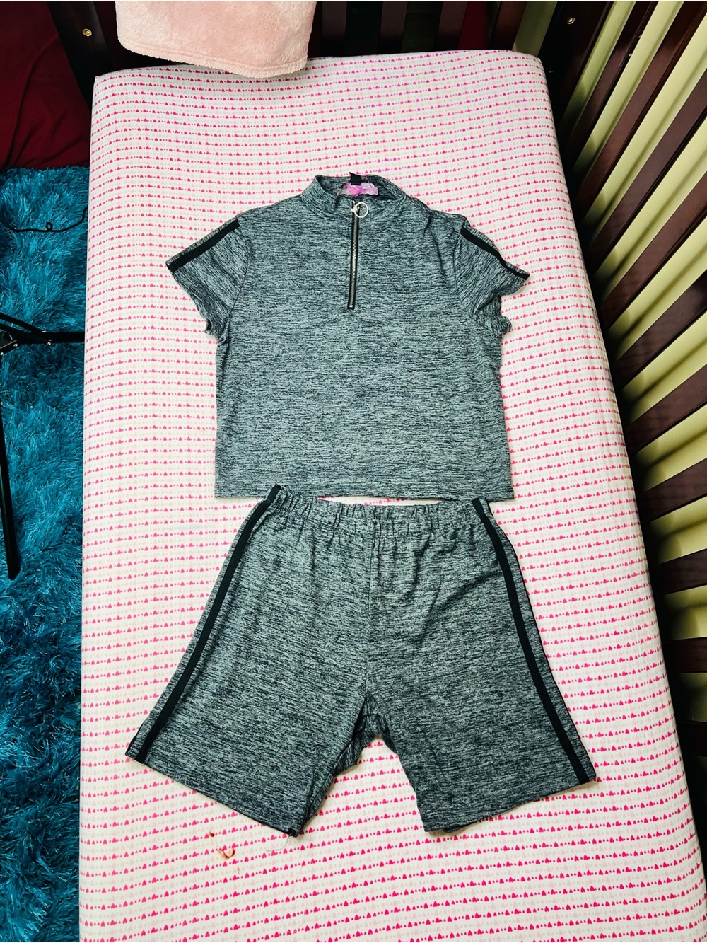 Women’s Gray Short Sleeve Jumpsuit Romper with Zip Neck